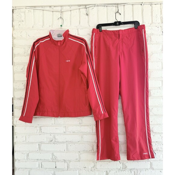 Vintage Women’s Nike Two Piece Windbreaker Wide Leg Track Suit- XL (16-18) Red - Picture 1 of 16